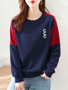 ฤดูใบไม้ร่วง ฤดูหนาว หลวม Fit ผ้าฝ้าย เสื้อสเว็ตเชิ้ต ผู้หญิง พลัสไซส์ คอกลมแขนยาว หนาขึ้น สบาย ลำลอง เสื้อพิมพ์ลาย