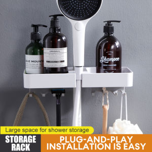 Shower Rack Bathroom Punch-free Shower Lift Rod Storage Tray Bathroom Soap Dish