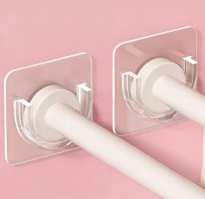 2/6/8Pcs Punch-free Household Telescopic Pole Support Sticker Nail-Free Adjustable Rod Holder Crossbar Wall Hooks Fixing Bracket