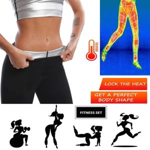 Sweat Pants Women Hot Shapers Sweat Body Weight Lose Fat Burne Stretch Slimming Waist Pants For Running Sports Yoga Fitness
