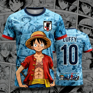 Bandai | Japan One Piece Luffy Football Jersey Men T-shirt Kids Football Special Jersey Kit Adult Mens/Womens Quick-Drying Sweatshirt
