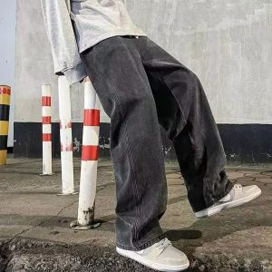2025 New Streetwear Loose Jeans Men Korean Style Fashion Loose Straight Wide Leg Pants Mens Brand Clothing Black Light Blue
