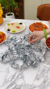 50PCS Aluminum Foil Food Cover Insulation Cover Elastic Cling Wrap Reusable Food Cover Fresh Keeping