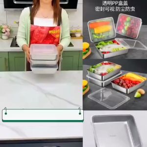 ⚡COD⚡ Food Box Isi 5pcs Stainless Kontainer Makanan Sayuran Wadah Makanan Multifungsi Stainless Steel Serbaguna Food Grade Wadah Penyimpanan