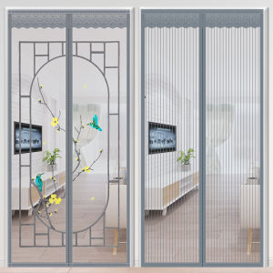 ม่านประตูกันยุงแบบติดซิปดูดซับแม่เหล็กสำหรับใช้ในบ้านในช่วงฤดูร้อน ไม่ต้องเจาะรู ระบายอากาศได้ดี ม่านกันยุงแบบแยกชิ้น