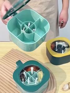 Hộp Đựng Gia Vị Nhà Bếp 4 Ngăn Có Nắp Lọ Đựng Đa Năng Chất Liệu PP Cấp Thực Phẩm Kiểu Dáng Hiện Đại Dụng Cụ Sắp Xếp Đồ Dùng Gia Đình