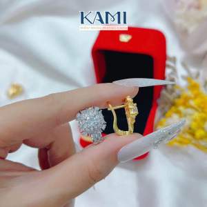 Bông tai vuông bagguet đính đá siêu sáng khoá cài đùi gà Kami trang sức sỉ BLV31