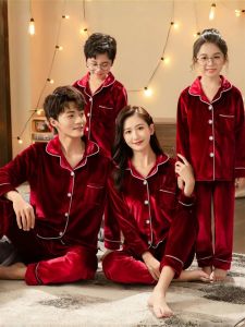 Family Matching Long Sleeve Sleepwear Home Clothes Set Mother Daughter Style Korean Version Velvet Fabric Autumn Winter Home Clothes