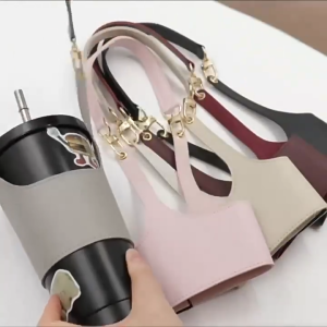PU Leather Cup Cover Pouch Portable Water Bottle Sleeve Bag Adjustable Shoulder Strap Sling Anti-scalding Cups Sleeve