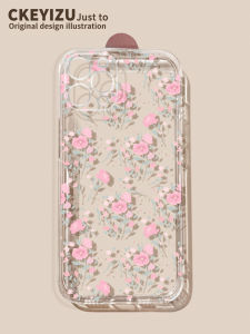 Women's Floral Transparent Silicone Case for Apple 13 & 14 Pro Max Thin Full Cover Lens Protection