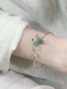 New Chinese Style Butterfly Bracelet Womens Green Tail Butterfly Hand Jewelry Luxury Minimalist Trendy Accessory