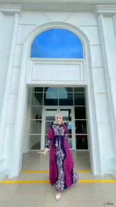 MAGENTA DRESS GAMIS TWILL RAYON CANDI MEKAR GAMIS BATIK CAP PEKALONGAN GAMIS SHALDA