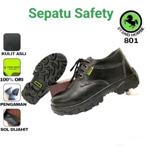 Sepatu Safety Stand Horse 801Kulit Sepatu kerja Pria Ujung Besi Safety Shoes Proyek Sepatu Kerja Lapangan ujung Besi