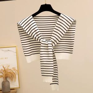 Shoulder Stripe Small Shawl Poncho Outerwear Knit High-End Shoulder Protection