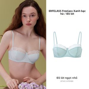 FULINVSHAONV | Áo Ngực Satin Lace Pháp Phía Trước Dành Cho Ngực Nhỏ Với Dây Dưới Mềm