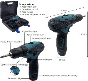 [SG STOCK] BATTERY DRILL 12V Cordless Electric Drill Screwdriver Wireless Power Hand Driver Rechargeable Battery