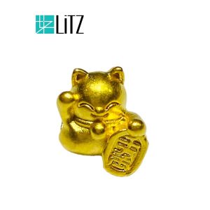 [SPECIAL] LITZ 999 (24K) Gold  Lucky Cat Charm 招财猫 EPC0157SS (0.13g+/-)