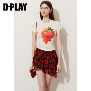 D-PLAY | Áo Thun Ngắn Tay Ôm Body Mỏng Lạnh Lyocell