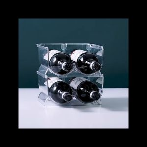 1/2/3 Gird Stackable Wine Rack Bottle Holder Kitchen Refrigerator Organizer Beverage Bottle Organizer Champagne Storage Box