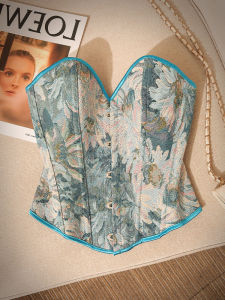 New Chinese Court Style Floral Print Fishbone Strapless Womens Autumn Winter Slim Fit Wrap Waist Top Inner Wear Tank Top