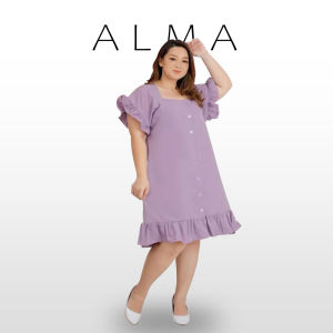 Alma Dress Big Size Korean Style: Baju Wanita Sabrina Jumbo Midi Wolfis Premium Casual Natal Terbaru