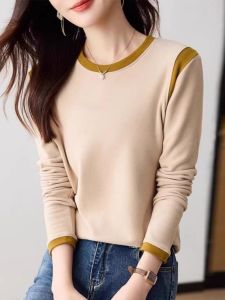 WANGGONGZHU | Womens Round Neck Dervo Base Shirt Loose Comfortable Fashion Design Autumn Winter Warm Top Casual Slimming Korean Style