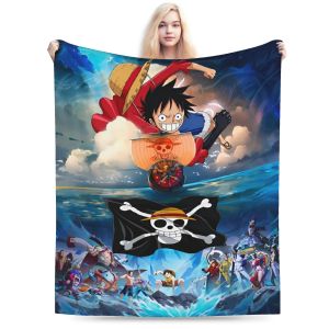Bandai | One Piece Fashion Anime Blankets Suitable for All Seasons Flannel Warm Throw Blankets for Everywhere Movie Office Travel Sofa