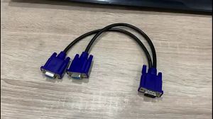 VGA Splitter Cable 1 Computer to Dual 2 Monitor Male to Female Adapter Wire VGA Splitter Cable 1 Computer To Dual 2 Monitor Adapter Y Splitter Male To Female VGA Wire Cord for PC Laptop