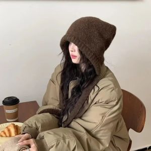 Oversize Thicken Hat Funny Dual Use Bag Hat Wool Winter Warm Pullover Hat Strap Skullie Ear Protection Couple Cap Accessories