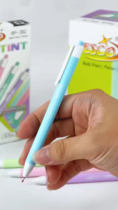 Esco Tint Ball Pen - Pulpen 0.7 mm Tinta Hitam Body Pastel 12 Pcs (BP-382)