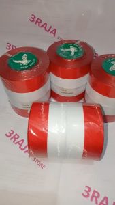 1 ROLL PITA MERAH PUTIH BAHAN SATIN UKURAN 2 INCH ATAU 5 CM ( BESAR ) / PITA MERAH PUTIH BAHAN KAIN