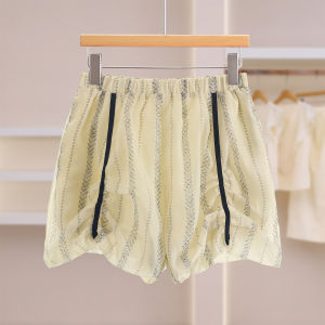 Ruffled Color Elastic Waist Loose Comfortable Shorts