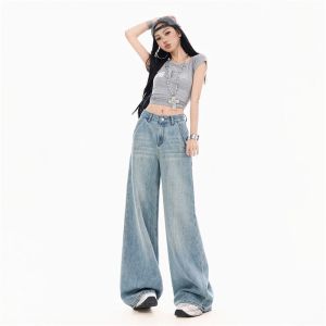 MZVZ | Retro Embroidery Loose Denim Overalls