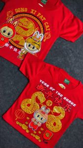 Stelan Baju Anak Gong Xi Fai Cai Lengan Pendek Desain Terbaru Usia 1-10 Tahun Bahan Katun Fashion