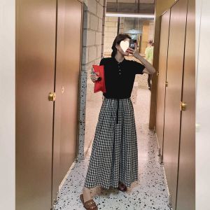 Quần Ống Rộng Bằng Vải Lanh Cotton Cạp Cao Mùa Hè Cho Nữ Quần Dài Ống Rộng Thường Ngày Đa Năng Quần Dài Ống Rộng