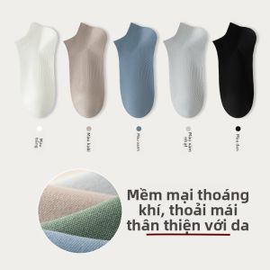 Tất nam MiiOW vải cotton tất ngắn thoáng khí kháng khuẩn - mùa hè