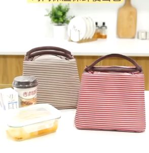 (shop58689)Striped lunch bag w/Aluminum film insulation