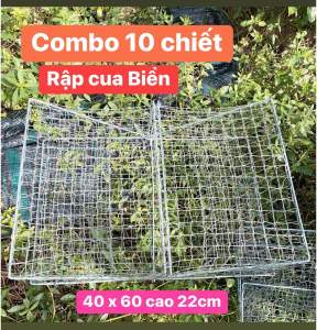 10 chiết rập bẫy ghẹ biển rập cua Biển loại lớn khung 40 x 60cm cao 22cm. Khung kẻm 4li2 mặt lưới 4p5 chỉ độ 15