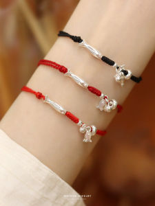 Fish 925 Sterling Silver Bracelet Womens Lucky Carp Weaving Snake Year Red Rope Gift Pure Silver Jewelry Fashion Accessories