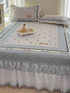 Ice Silk Latex Cooling Mat Three-Piece Set Bed Skirt Style Summer Princess Wind Air Conditioned Washable Home Use Bedding