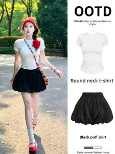 ZUKUN | Black Flared Mini Skirt Set