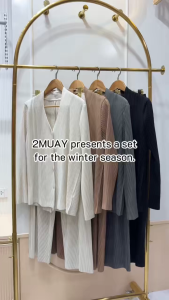2MUAY รุ่น CX25191 / CX89019 THICK V NECK BUTTON FRONT PLEATED SET 4สี FREE SIZE