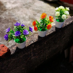 Azgalery PBP60: Pot Bunga Tanaman Hias Plastik Dekorasi Ruangan Meja Artificial Flower Ornamen Buatan