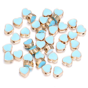 10pcs/lot 8mm Alloy Drop Oil Heart Beads Colorful Loose Spacer Enamel Charms Beads For Jewelry Making DIY Bracelet Earrings