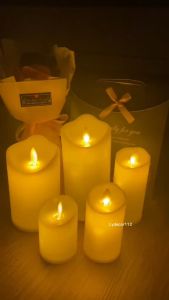 Nến điện tử nến pin bộ gồm 3 cây trong suốt  Đèn led hình nên