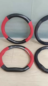 6D Carbon Fiber Leather Steering Wheel Cover D/O Shape Handle Breathable Anti Slip Sarung Stereng Kereta