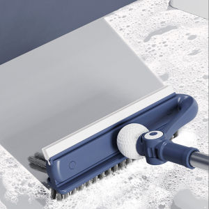 Floor Scrub Brush 3 in 1 Stiff Bristle Floor Brush with SqueegeeRetractable Long Handle Gap Floor Brush180° Rotatable Multi-Purpose Cleaning Floor Brush