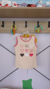 Cotton Stuff Sando & Girly Shorts Set Hugs & Kisses - Girl | Soft 100% Cotton Baby Clothes | Peach | 2-5 Years