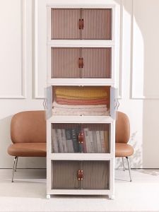 กล่องเก็บ 2 ประตู 44L พับได้ วางซ้อน กล่องเก็บของแบบ พังซ้อน มีล้อ ลังพลาสติก กล่องใส่ของอเนก ตู้ใส่ของ กล่องเก็บใส กล่องพลาสติก พังได้มีล้อ กรุงเทพฯ สต็อกพร้อม