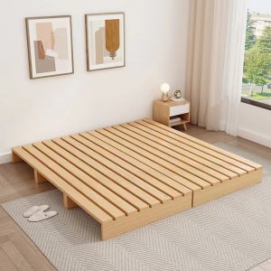 Modern Simple Wooden Tatami Bed Frame Breathable Moisture Proof Floor Bed Low Bed Modern Style Double Person Bed Frame